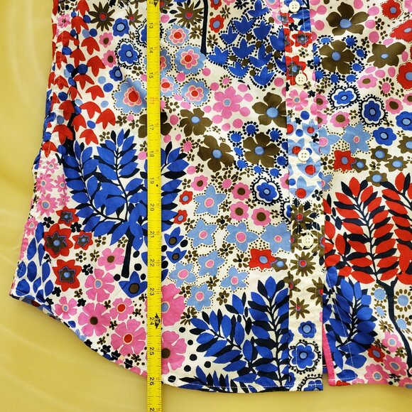 Talbots Classic Casual Button Down Shirt Floral Happy Forest Print Women's Small - Picture 9 of 12